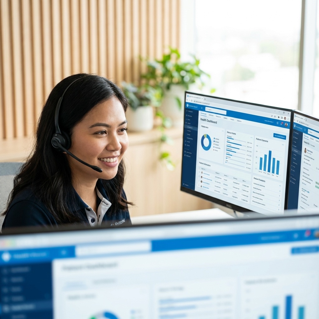 A healthcare virtual assistant at work at MD365VA